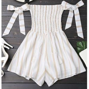 Romper w/ Ribbon Sleeves